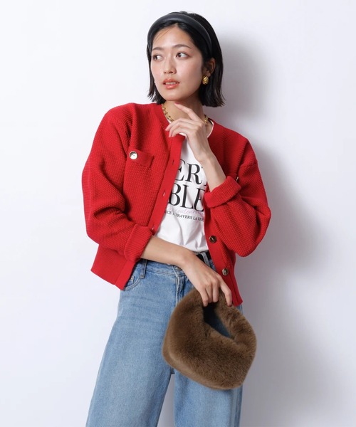 JUSGLITTY（ジャスグリッティー）の「衿付きカノコカーデ（ニット