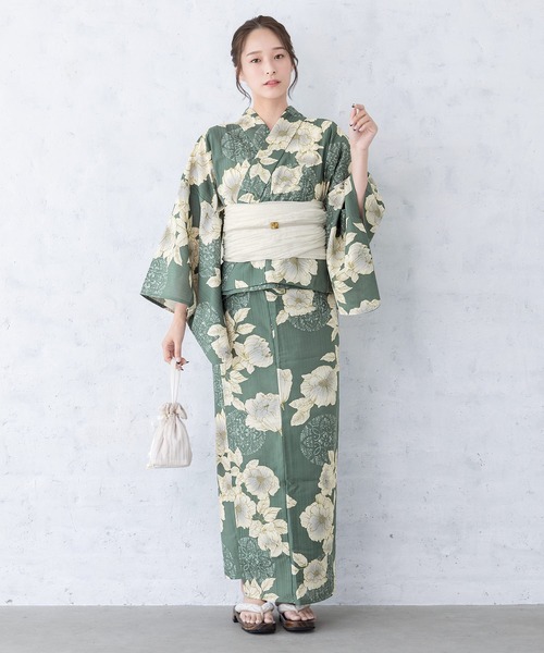 セール】floroセパレート浴衣3点セット （上着＋巻スカート＋帯