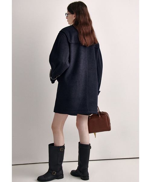 ウール混 ハーフハイカラー ミドルダッフルコート FD24W377【Fano