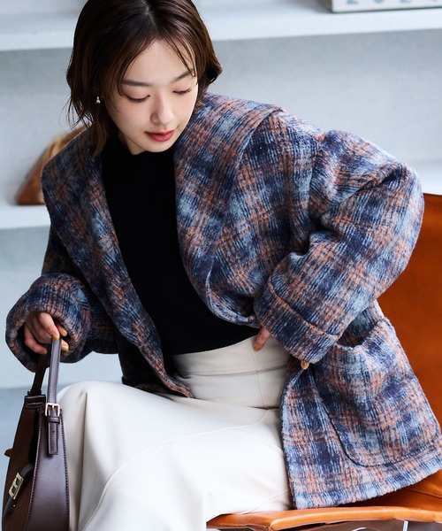 vis-`a-vis（ビサビ）の「【WEB限定】ウーリッシュシャギーチェック柄