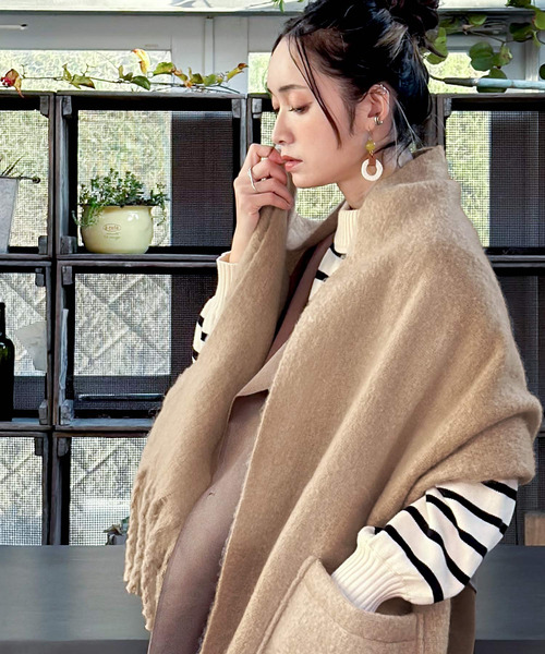 enchar ボアボリュームショールマフラー【モカ】 enchar ボア