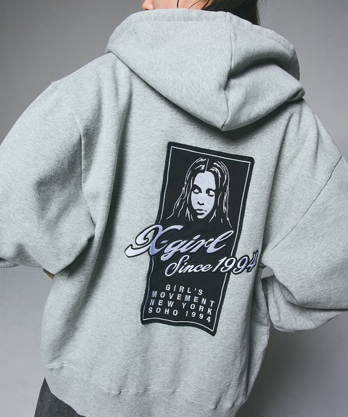 FACE BOX PATCH ZIP UP SWEAT HOODIE（パーカー）｜X-girl（エックス