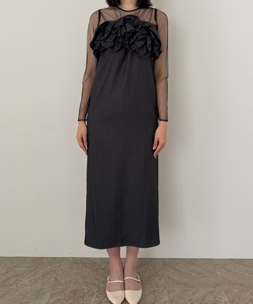 Wavy frill bustier stripe dress（ドレス）｜LE'RURE（リルアー）の