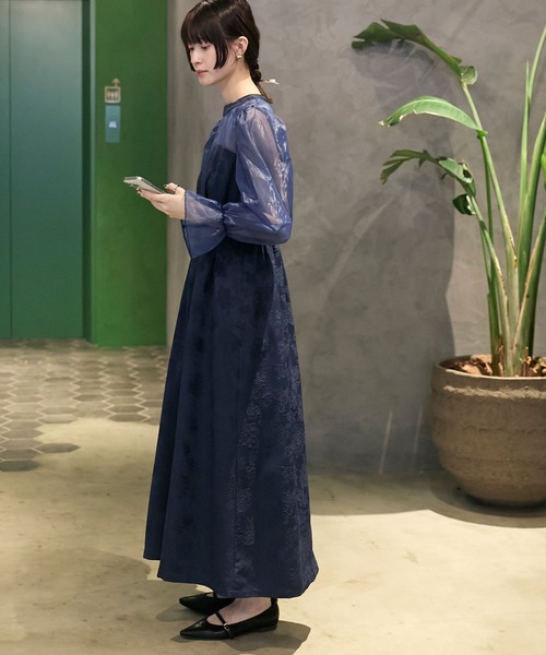 forksy.】【オケージョン対応】サテンジャガードオーガンジー切り替え