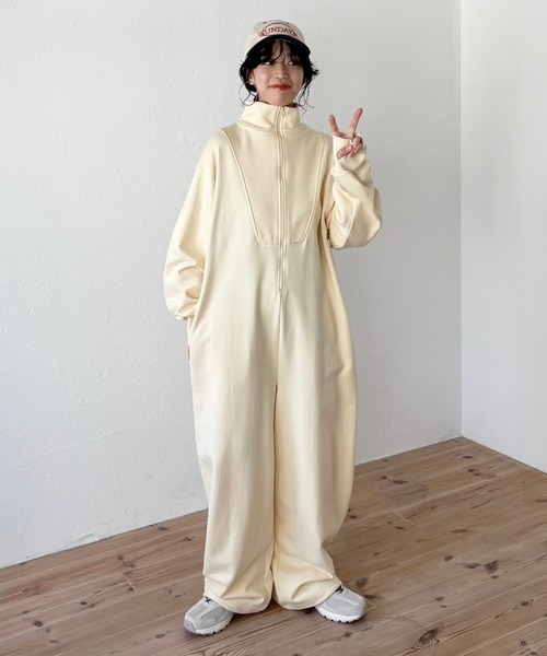 セール】high neck half zip up sweat all in one / ハイネックハーフ