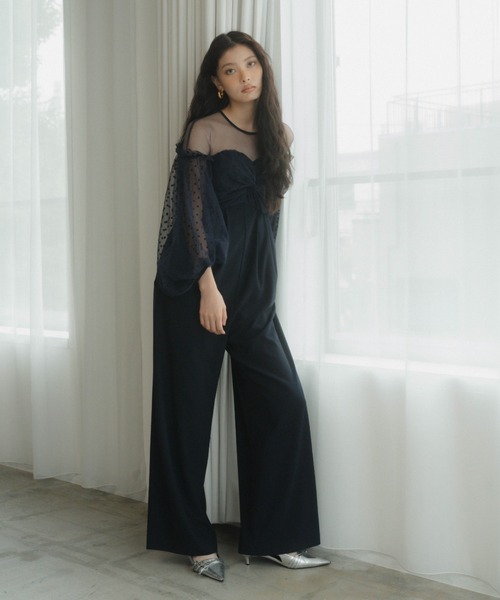 セール】フロッキードットパンツドレス / flocky dot pants dress