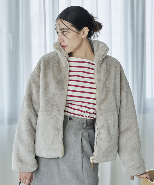 美品 タトラス バルブラ 01 ライトグレー ファーブルゾン TATRAS（タトラス） ジャケット ブルゾン 「ブランド公式直営