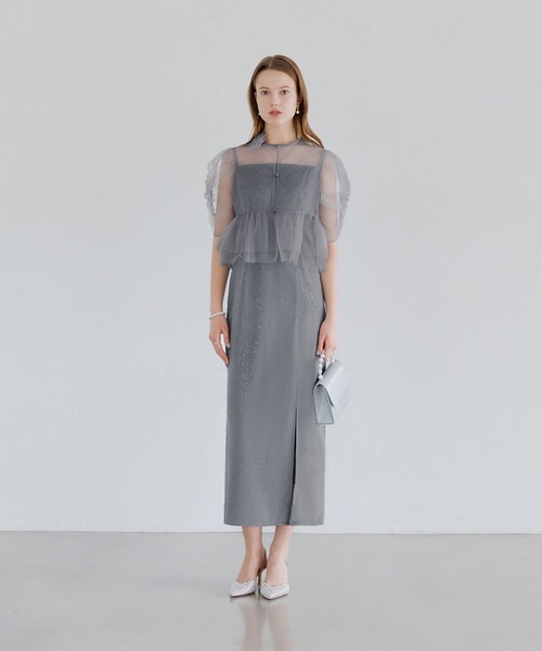 セール】【LEJA】チュールフラワーモチーフドットストーンIライン