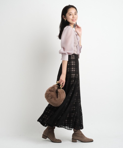 JUSGLITTY（ジャスグリッティー）の「チェック刺繍スカート（スカート