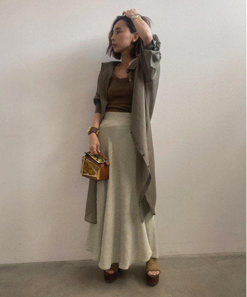 Ameri（アメリ）の「SATIN JACQUARD FLARE SKIRT（スカート）」 - WEAR