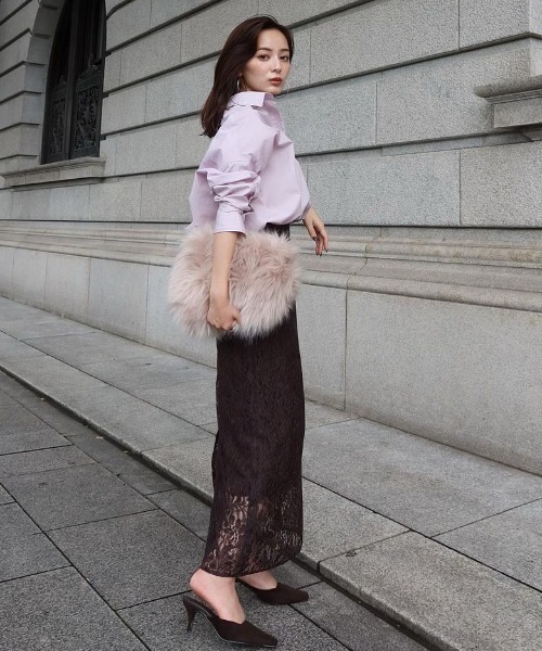 anuans（アニュアンス）の「コードレースハイウエストタイトスカート