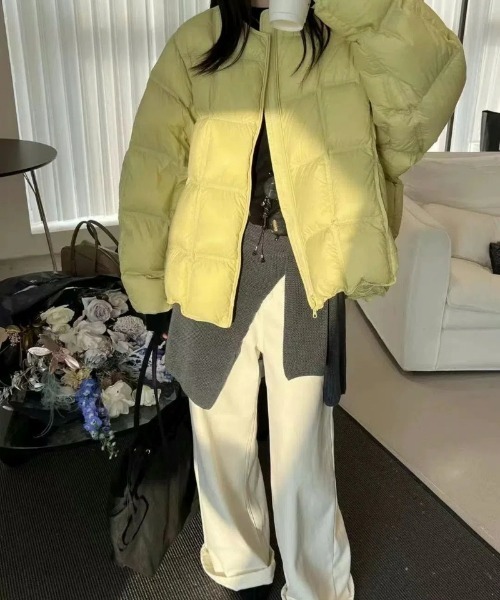 セール】ノーカラーエコダウンジャケット（ノーカラージャケット