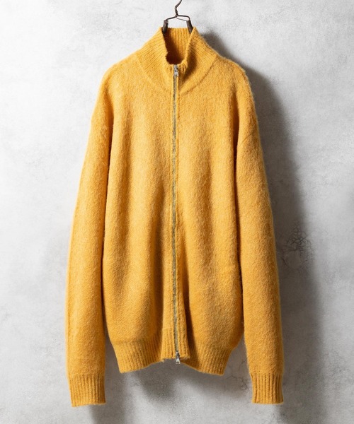 MOHAIR SOLID JACQUARD DRIVERS KNIT ZIPPER JACKET / モヘヤ ソリッド