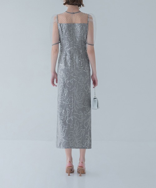 セール】【LEJA】ドットチュールフラワースパンコールIラインドレス