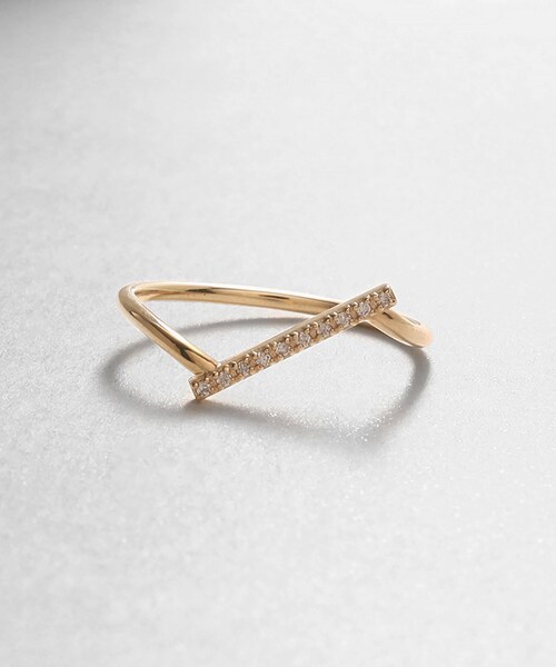 K10ダイヤモンド ダイヤゴナルライン リング（リング）｜COCOSHNIK