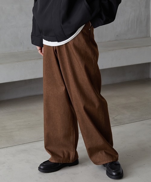 ZOZO限定】ワイドストレートカラースラックスデニムパンツ（デニム