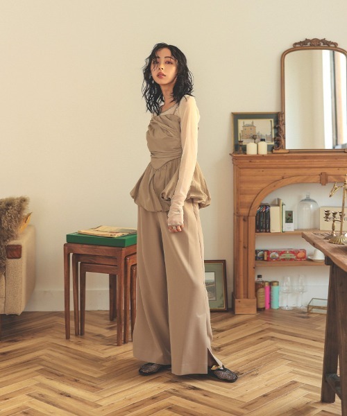 ANDRESD】shirring gather setup dress 3点セット ビスチェ チュール