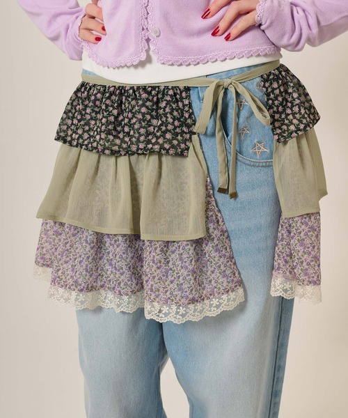 TINA:JOJUN フリルラップレイヤードショートパンツ カーキ フリル