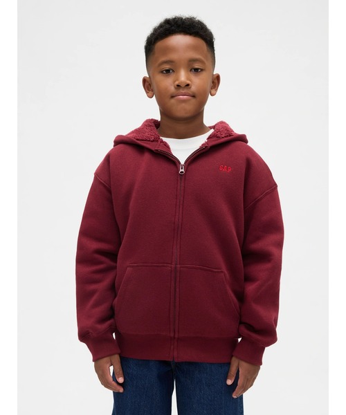 セール】リラックスフィット 裏ボア Gapロゴ ジップアップパーカー