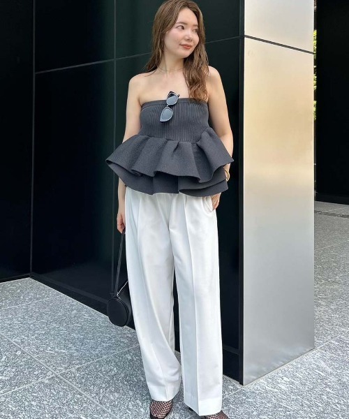 セール】ラッフルニットベアトップ（ニット/セーター）｜styling