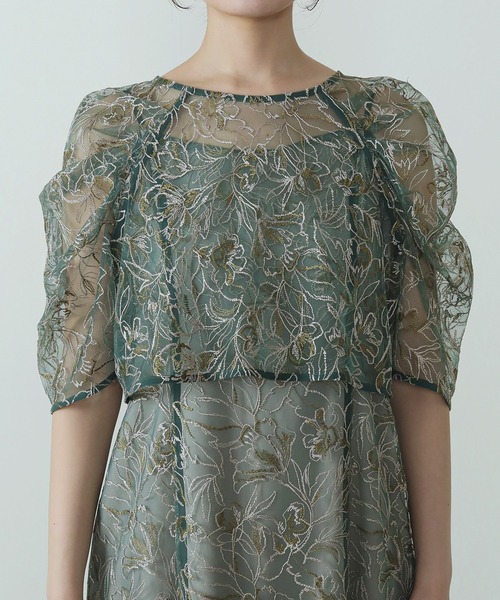 Kana（カナ）の「花柄刺繍 レースボレロ キャミワンピース 2点セット