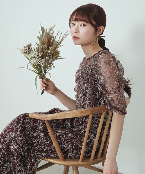 Kana（カナ）の「花柄刺繍 レースボレロ キャミワンピース 2点セット