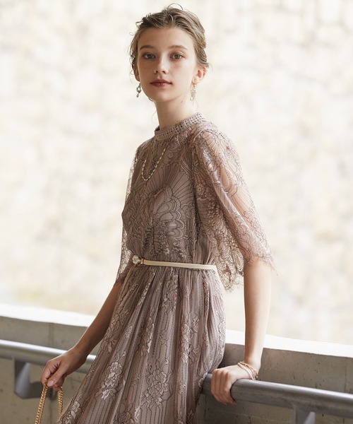 Dorry Doll（ドリードール）の「ハイネック パネル柄総レースドレス