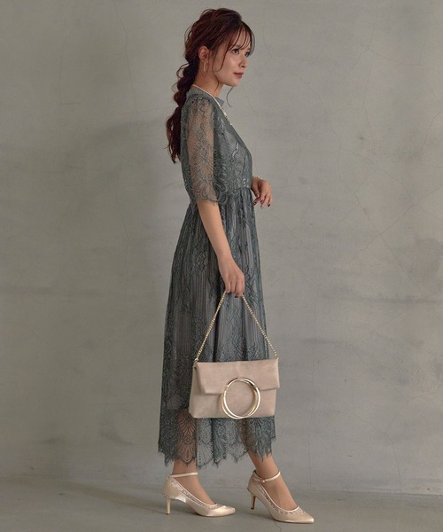 Dorry Doll（ドリードール）の「ハイネック パネル柄総レースドレス