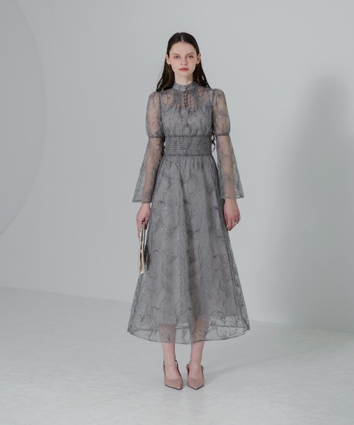 Leja（レジャ）の「【LEJA】スパンコールししゅう花柄ウエストゴムプチ