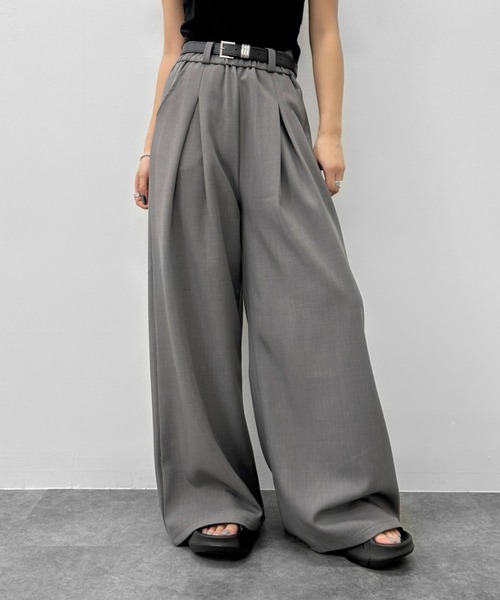 LVEU.】ベルト付タックワイドパンツ / ボトムス スラックス ワイド
