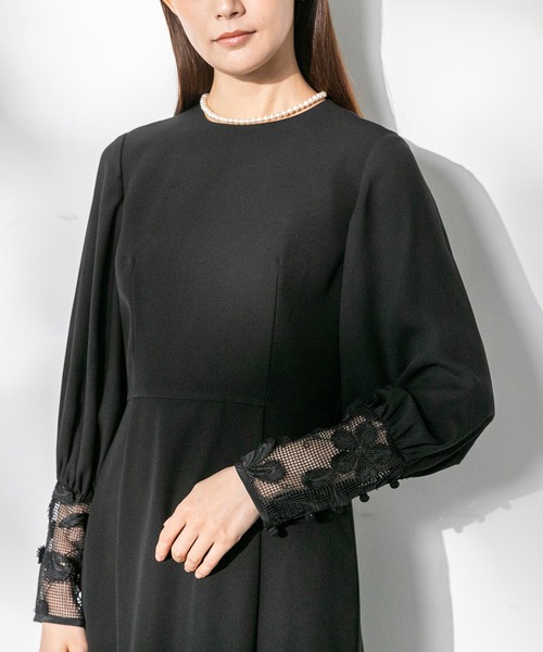 kaene】喪服・慶弔両用/エンブロイダリースリーブ/ドレス/ワンピース