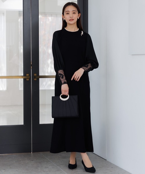 kaene】喪服・慶弔両用/エンブロイダリースリーブ/ドレス/ワンピース