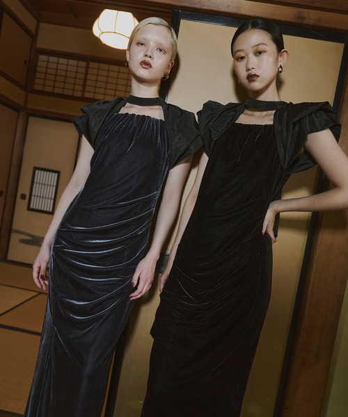 セール】ドレープベロアドレス / drape velour dress（ドレス