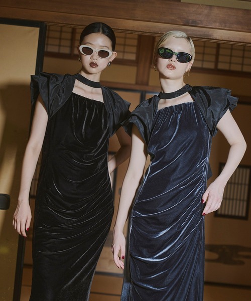 セール】ドレープベロアドレス / drape velour dress（ドレス