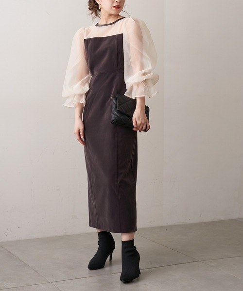 Chico（チコ）の「【SALON by Chico限定】配色シースルータイトロング