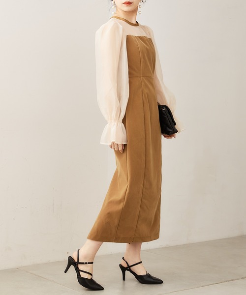 Chico（チコ）の「【SALON by Chico限定】配色シースルータイトロング