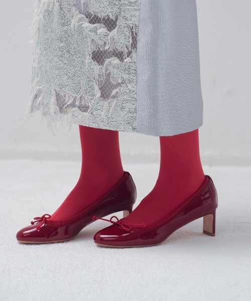 極美品 ツルバイマリコオイカワ ベロア ダブル リボン フラット