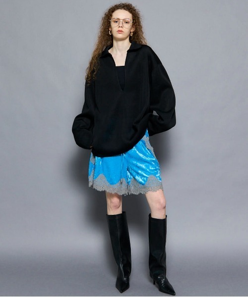 Hem Lace Velour Shorts/ヘムレースベロアショートパンツ