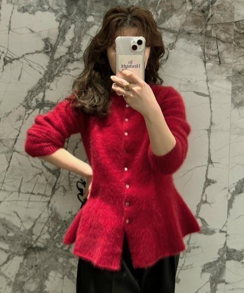 FRAY I.D（フレイアイディー）の「FOXカシミアペプラムカーディガン