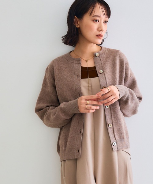 洗える・タンブル乾燥可》クルーネックニットカーディガン【CROSS