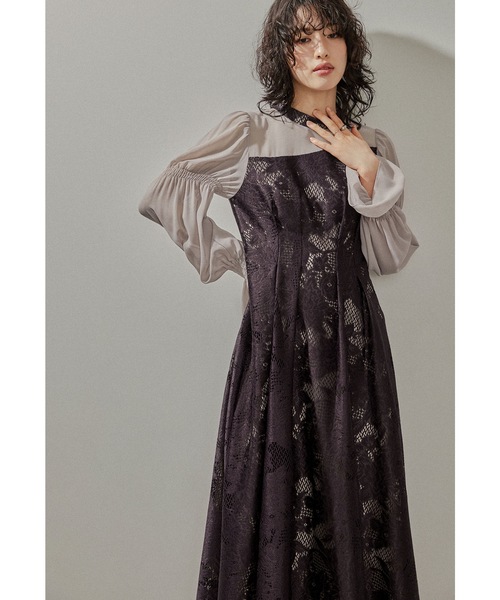 アシンメトリータックドレス 結婚式 パーティードレス 同窓会 お呼ばれ