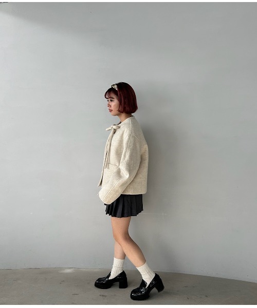 リボンタイ ショートウールコート FQ24W101【Fano Studios