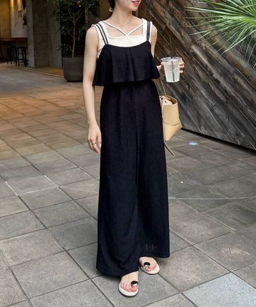 hinari（ヒナリ）の「総レースキャミロンパース（サロペット