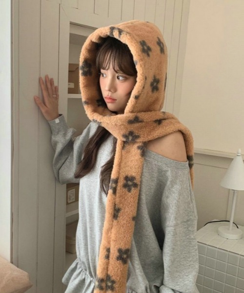 セール】フラワーデザインマフラーバラクラバ（ネックウォーマー