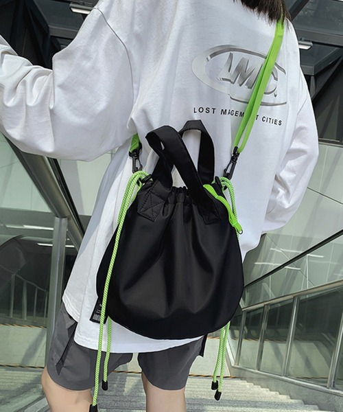 UNISEX】巾着バッグ 2way ショルダーバッグ/ハンドバッグ（ショルダー