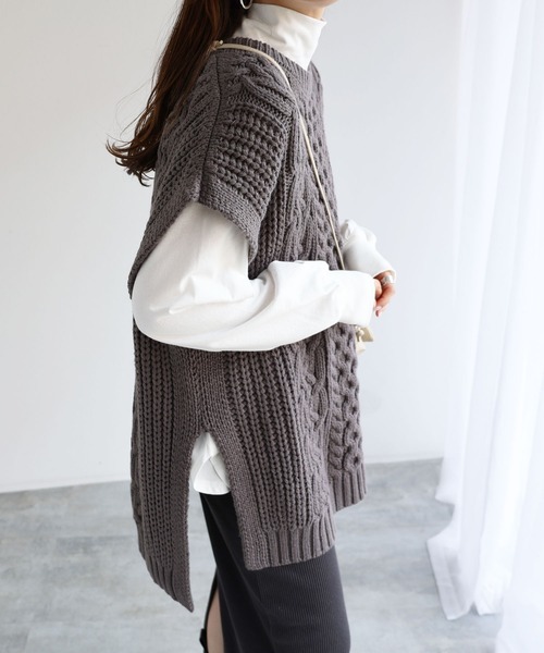 andme（アンドミー）の「ケーブル編みニットベスト（ベスト）」 - WEAR
