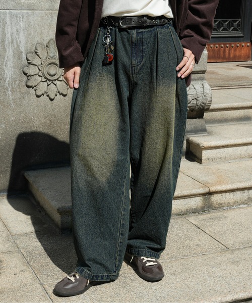 ヘビーツイル ワイドストレート ダブルインタック グルカチノパンツ