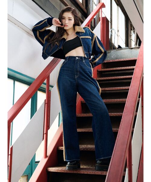 EVRIS（エヴリス）の「デニムボアブルゾン【セットアップ着用可能