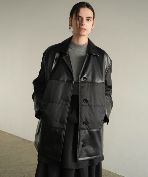CLANE（クラネ）の「LEATHER SWITCHING OVER JACKET（カバーオール