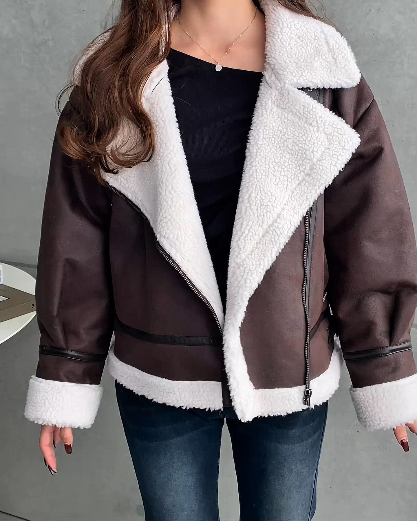 セール】【累計販売枚数1万枚突破！】フェイクレザー×ボアフェイク